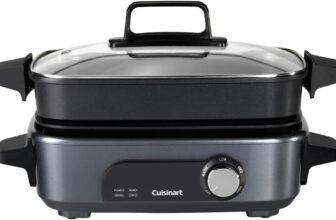 Cuisinart Cook In 5 in 1 Multicooker, Grilling, Searing, Steaming, Simmering and Slow Cooking, Non-Stick, Interchangeable Plates and Pans, Stackable, Midnight Grey