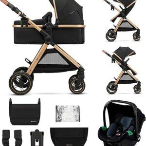 Kinderkraft ESME Pushchair 3-in-1 Complete Set up to 26 kg, Combination Pram Travel Systems with Baby Seat I-size 40-75 cm, Folding, Reclining Position, Black