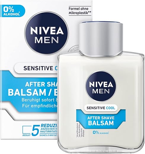 Nivea Men Sensitive Cool After Shave Balm 100 ml Pack of 1 x Soothing After Shave Skin Care with Chamomile and Algae Extracts 88544-01000-19