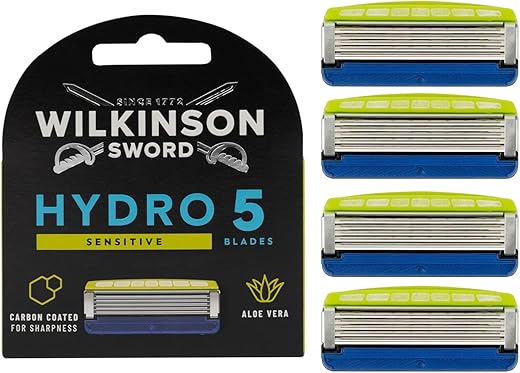 WILKINSON SWORD - Hydro 3 Rasierklingen für Männer | Feuchtigkeitsspendendes Gel | Packung mit 4 Rasierklingen