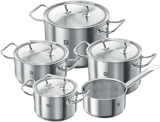 ZWILLING TWIN Classic Kochtopf-Set, 5-teilig – Induktionsgeeignet, Edelstahl, mit 4 Deckeln